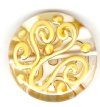 1 30x8mm Crystal with Yellow Squiggle Lampwork Disk